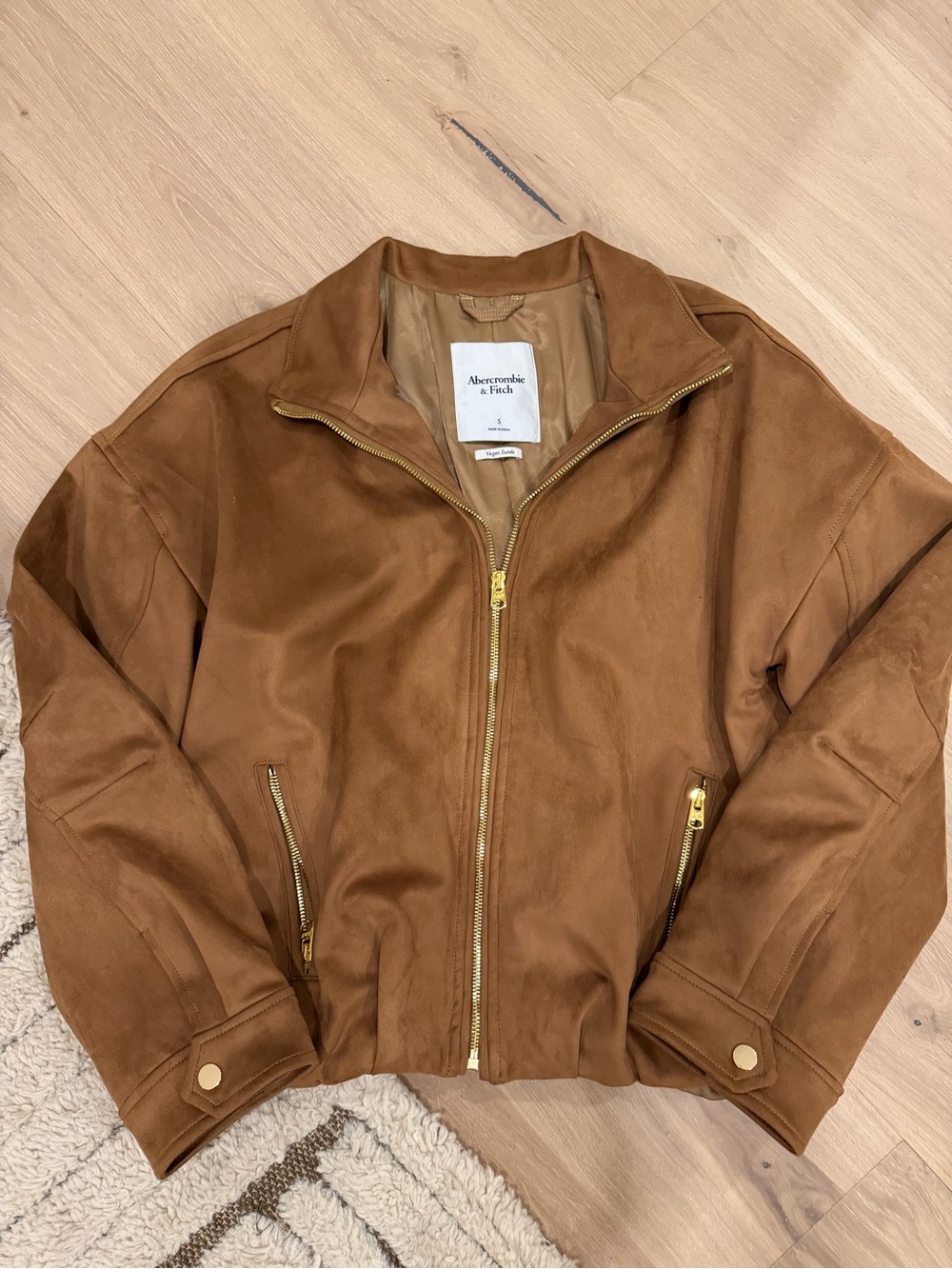 Abercrombie & Fitch Women’s Chestnut Suede Bomber Jacket